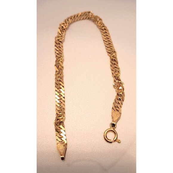 Vintage Italy  HCT 925 Sterling Silver Gold Tone Smooth Twist Chain Bracelet - Picture 1 of 12